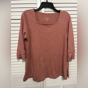 J. Jill Pure Jill Square Neck Tunic 100% Cotton Soft Pink M Petite